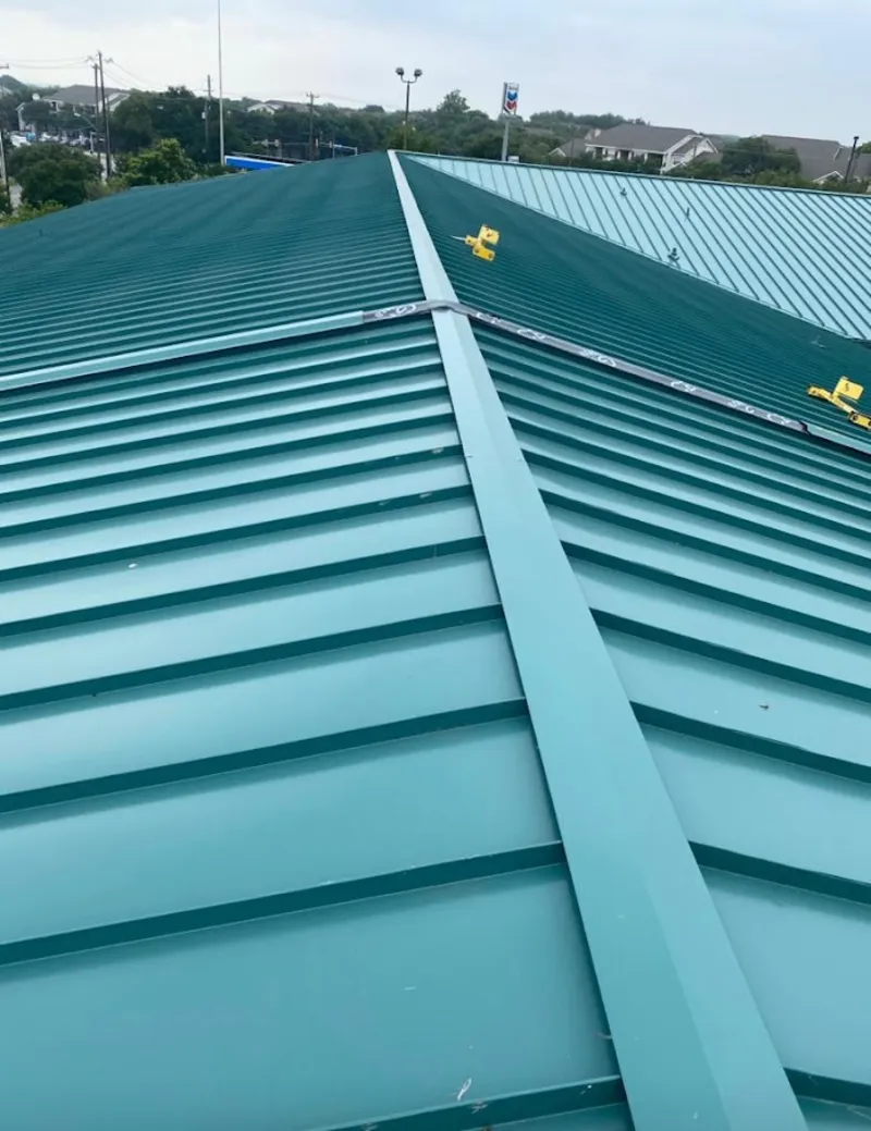 Green commercial metal roof ridge and valley for Metal Roof Repair in Shiloh